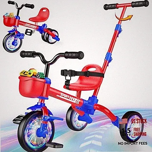 5 in 1 Toddler Bike for 1-5 Year Old, Tricycle with Push Handle, 5 in 1-Blue